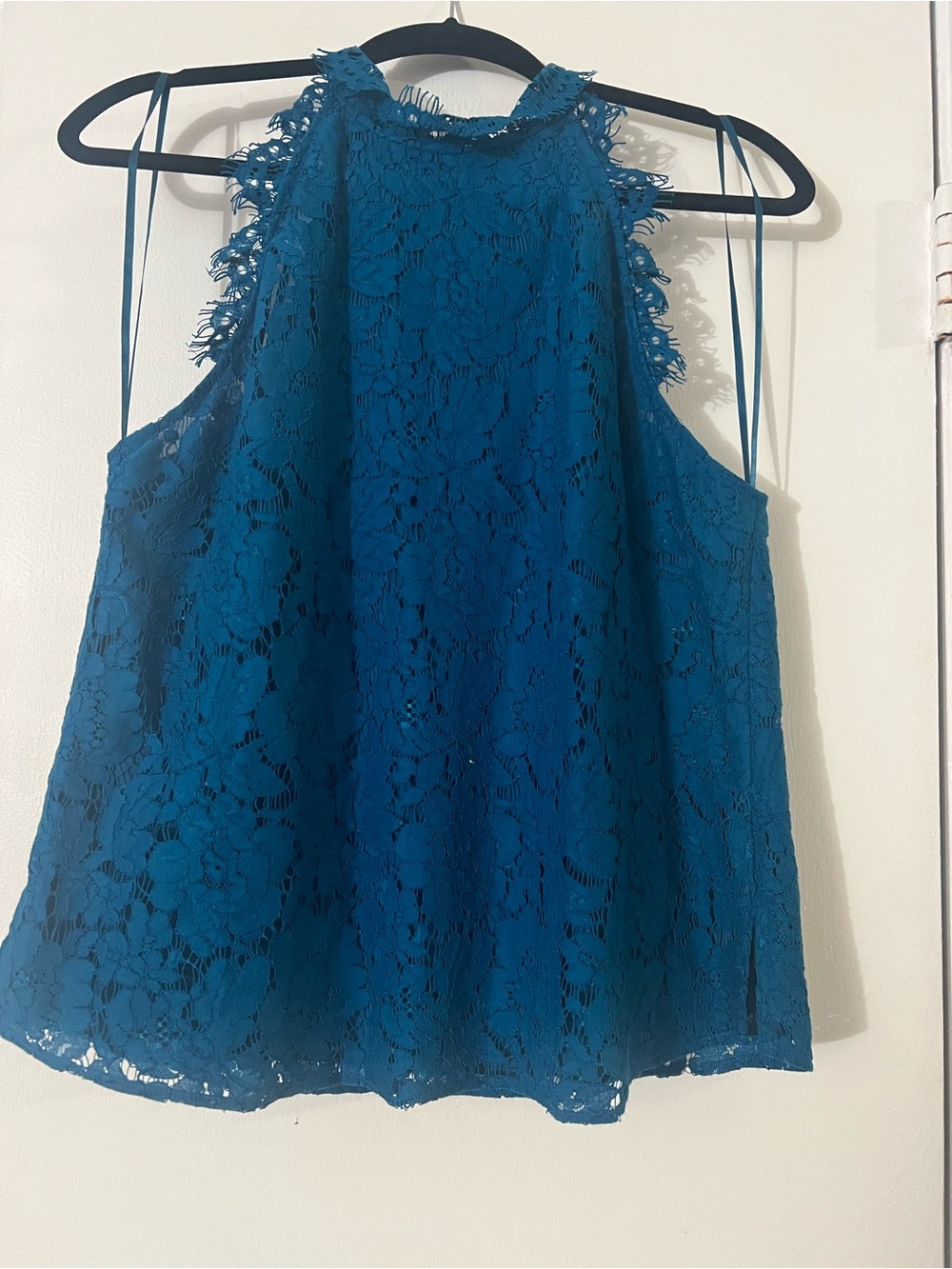 Diane Von Furstenberg Teal Lace Halter Camisole